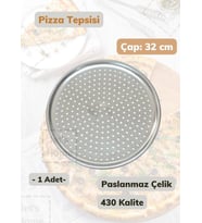 Çelik Pizza Tepsisi 32 cm Paslanmaz Çelik Tepsi