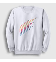 Presmono Unisex Beyaz Show Pilot Airplane Uçak Sweatshirt 411667tt (Beyaz)
