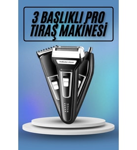 Mey İthalat® Kulak Burun Kıl Kesme Yanak Tıraş Seti 3 Başlıklı Profesyonel