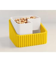 3D Baskı Fıstık Kasesi - Çift Hazneli Kabuk Ayırıcı Sunum Kasesi - Sarı Beyaz