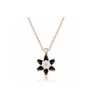 Gümüş Rose Siyah Lotus Çiçeği Kolye CSR2180778
