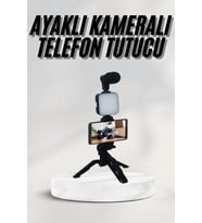 Telefon Tutucu Led Işıklı Kumandalı Mikrofon Telefon Vlog Video Kayıt