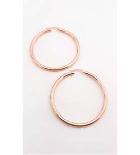 Büyük Halka Rosegold Gümüş Küpe (Rose - Yeşil)