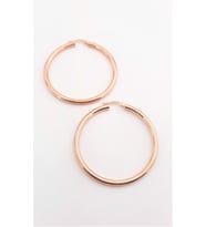 Büyük Halka Rosegold Gümüş Küpe (Rose - Yeşil)