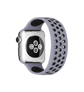 Uray store Apple Watch 38mm Ayarlı Delikli Silikon Kordon - Gri-Siyah
