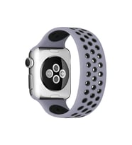Uray store Apple Watch 38mm Ayarlı Delikli Silikon Kordon - Gri-Siyah