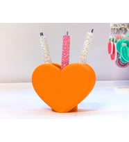 3D Baskı Kalp Şekilli Kalemlik - Masaüstü Organizer - Turuncu
