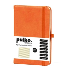PULKO PND040 SERT KAPAK 9x14cm 80gr.176 SAYFA TERMO DERİ ÇİZGİLİ NOT DEFTER - TURUNCU