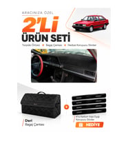 e-biz VOLKSWAGEN PASSAT B2 (1980-1988) Uyumlu Torpido Örtüsü + Deri Bagaj Çantası - Siyah - VW014