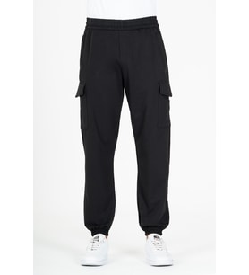 Maraton Sportswear Oversize Erkek  Ribana Paça  Basic Siyah Eşofman Altı 22396
