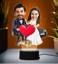 Doğum Günü Hediyesi,Sevgiliye Hediye, Kişiye Özel Fotoğraflı En Güzel Çift Karikatür 3D Led Lamba (Beyaz)