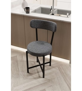 Sandalye 1 Adet Keten Kumaş Metal Ayak Modern Mutfak Sandalyesi Cafe Balkon Ofis Teddy 9816 Gri