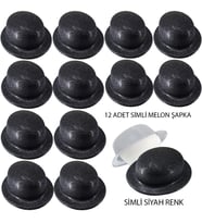 pilelistore Siyah Renk Simli Melon Yuvarlak Parti Şapkası 12 Adet