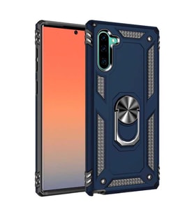 Samsung Galaxy Note 10 Kılıf Metal For Car Yüzüklü Standlı Military Ring Serisi (Lacivert)