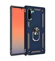 Samsung Galaxy Note 10 Kılıf Metal For Car Yüzüklü Standlı Military Ring Serisi (Lacivert)