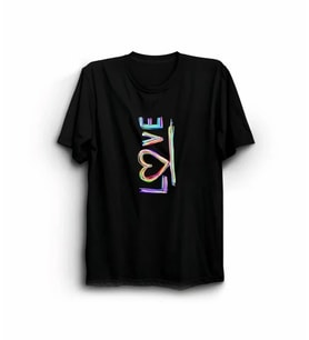 14 Şubat Sevgililer Günü Love Baskılı Oversize Bisiklet Yaka T-shirt - Siyah