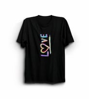 14 Şubat Sevgililer Günü Love Baskılı Oversize Bisiklet Yaka T-shirt - Siyah