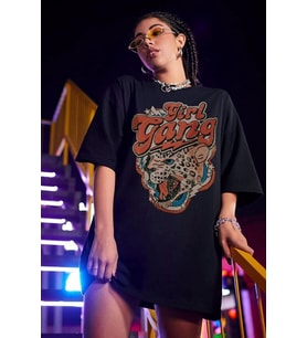 Tasarım Girl Gang Baskılı Tasarım Tshirt (STD)