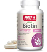 Jarrow Formulas Biotin 5000 mcg, Saç ve Tırnak Güçlendirici, 100 Veggie Capsules,