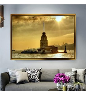 Altın Çerçeveli dekoratif tablo l1860 (Gold)