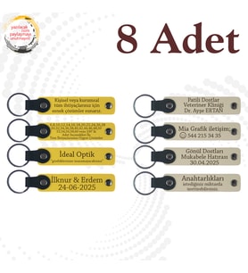 Sarı & Sütlü Kahve, 8’li Set, Kişisel Mesajlı Deri Hediyelik, Türkçe Öğretmeninden Sınıfına Sürpriz