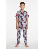 Gri Örümcek Adam Baskılı Erkek Çocuk Düğmeli Pijama Takımı 24010