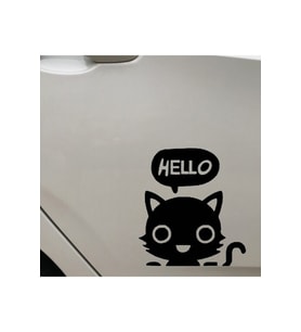 Karikatür Kedi Tasarım Su Geçirmez Çıkarılabilir Oto Sticker Siyah 19*16 Cm