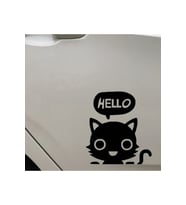 Karikatür Kedi Tasarım Su Geçirmez Çıkarılabilir Oto Sticker Siyah 19*16 Cm