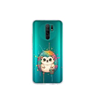Redmi 9 ile Uyumlu Splash Kirpi Tasarımlı Şeffaf Silikon Kılıf