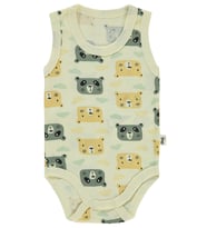 Civil Baby Ayıcık Baskılı 0-3 Yaş Çıtçıtlı Badi - Bej (Taş)