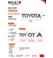 Toyota Corolla Arka Yazı ( Toyota ) 2007-2018 Yaris 2006-2014