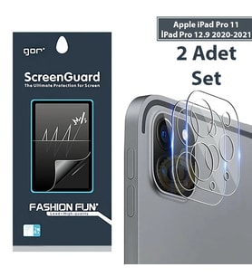 GOR iPad Pro 11 İPad Pro 12.9 2020-2021 3D Cam Kamera Koruyucu 2 SET-(5775) - SSSSSS3602-5803