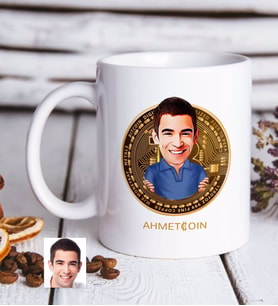 BK Gift Kişiye Özel Bitcoin Karikatürlü Beyaz Kupa Bardak-2