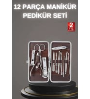 12 Parça Paslanmaz Çelik Kompakt Ve Taşınabilir Manikür Makası Tırnak Makası