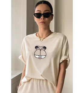 Unisex Garfield Baskılı T-shirt (Bej)