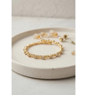 Gold Renk Dorika Model Sıralı Zirkon Taşlı Kadın Bileklik