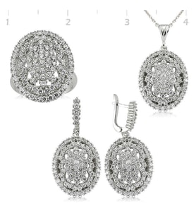 Gümüş Beyaz Taşlı Bayan Set