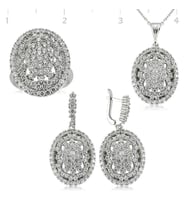 Gümüş Beyaz Taşlı Bayan Set