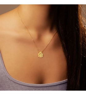 Kişiye Özel 925 Ayar Gümüş Uğur Böceği Kolye (Gold)