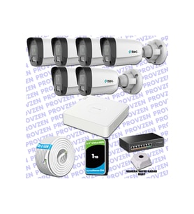 Provzen TTec Hikvision 6 Kameralı IP Full HD Mikrofonlu Güvenlik Kamerası