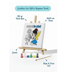 Annemizin Günü Temalı Eğitici Boyama Tuvali – Şövaleli Set 20x20 cm