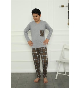 Akbeniz Erkek Çocuk Penye Pijama Takım 20387 (Gri)