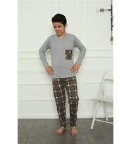 Akbeniz Erkek Çocuk Penye Pijama Takım 20387 (Gri)