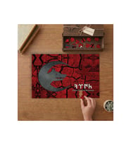Göktürkçe Türk Ve Kurt Tasarımı 240 parça Ahşap Puzzle Ahşap Kutuda MP06593