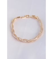 Vip Seri Pirinç Zirkon Taşlı Gold Renk Sarmal Model Bileklik
