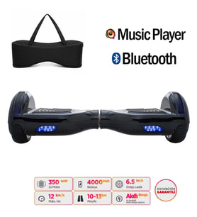 Smart Store Hoverboard Elektrikli Kaykay Bluetooth Hoparlörlü 6.5 Inch Çanta Hediyeli (Siyah)