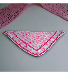 Kadın Pembe Desenli Pamuklu El Yapımı Saç Bandanası