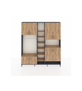 Arges Gardrop 18 Raflı 8 Kapaklı Tek Askılı 220x30x243 Antrasit-Çam