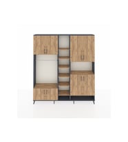 Arges Gardrop 18 Raflı 8 Kapaklı Tek Askılı 220x30x243 Antrasit-Çam