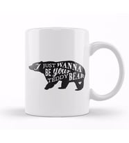 Retro Animal Bear I Just Want To Be Your Teddy Black Kupa Bardak Porselen